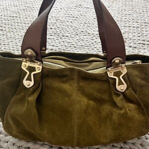 Michael Kors Olive Green suede tote/bag